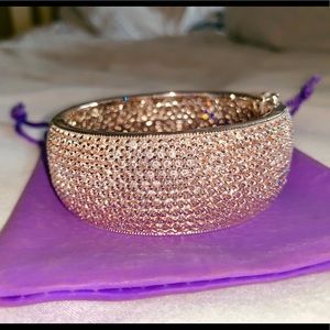 Silver plated white crystal bangle bracelet